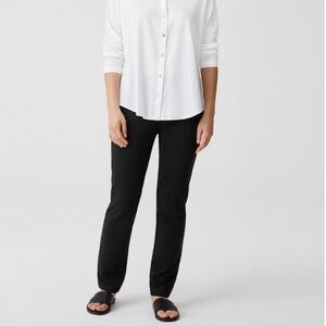 Eileen Fisher Viscose Stretch Ponte Straight Leg Pants in Black